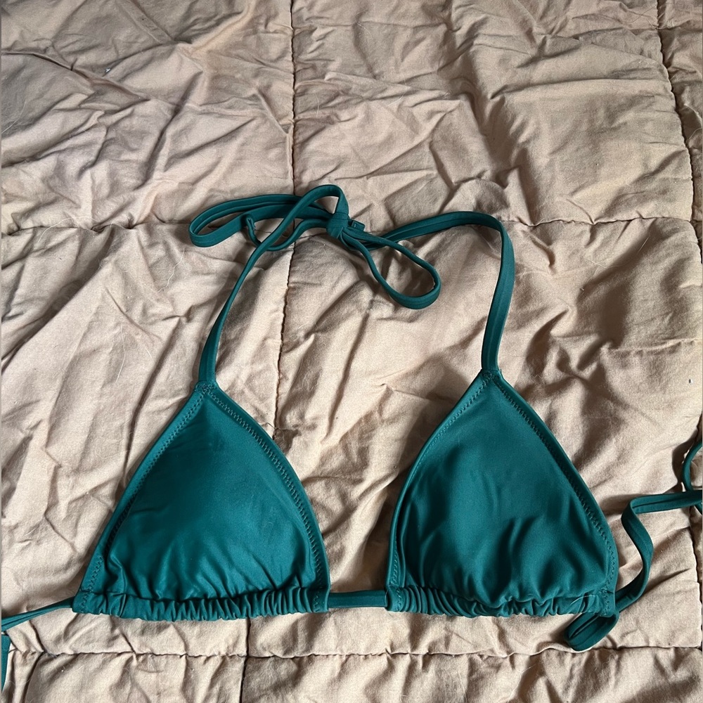 aerie small green tie triangle top (almost brand new-barley worn)